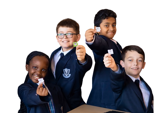 A team of learners celebrating together